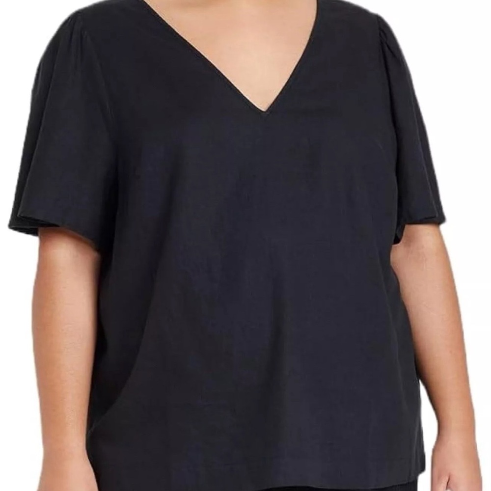 Classic Black V-Neck Women's Top plus Ava & Viv